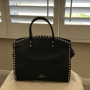 Valentino Black Tote with Gold Studs